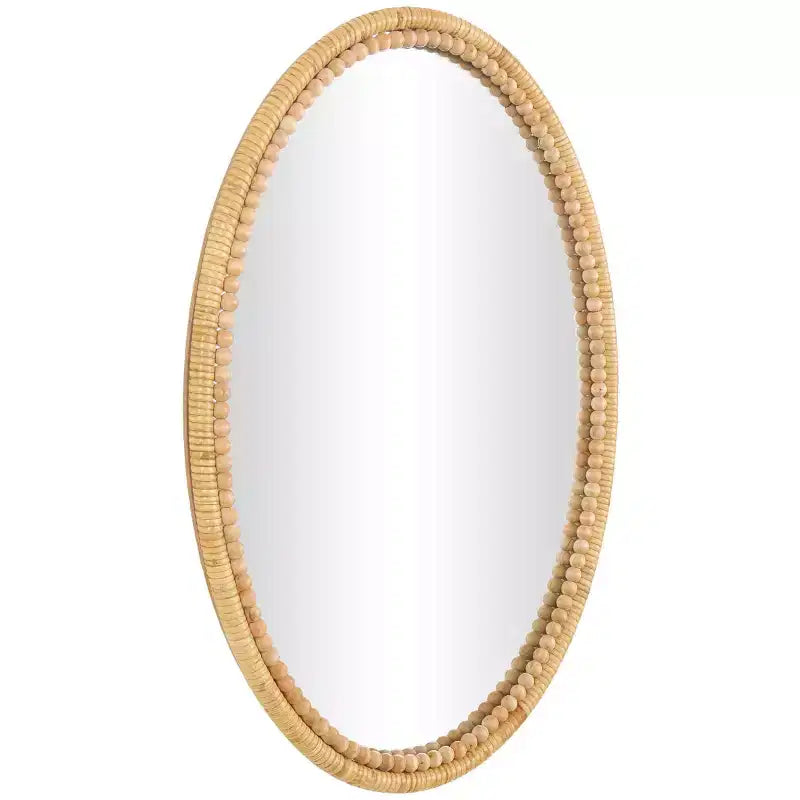 Miroir mural enveloppé de bambou 28"x20" avec cadre perlé marron - Olivia & May : style rustique, fixation murale, aucun assemblage requis