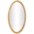Miroir mural enveloppé de bambou 28"x20" avec cadre perlé marron - Olivia & May : style rustique, fixation murale, aucun assemblage requis