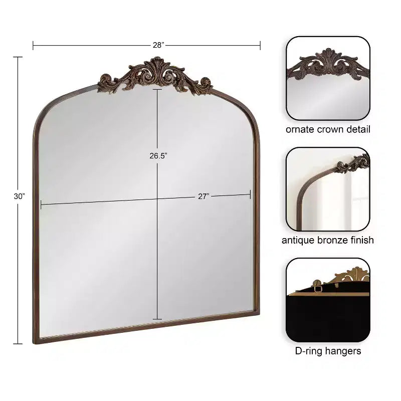 Kate & Laurel All Things Decor Miroir arqué traditionnel Arendahl bronze 28 po x 30 po