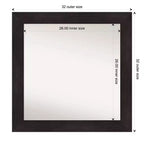 Amanti Art 32" x 32" Miroir mural de salle de bain sans biseau Espresso Brown : Cadre carré moderne en polystyrène, Fixation murale