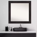 Amanti Art 32" x 32" Miroir mural de salle de bain sans biseau Espresso Brown : Cadre carré moderne en polystyrène, Fixation murale