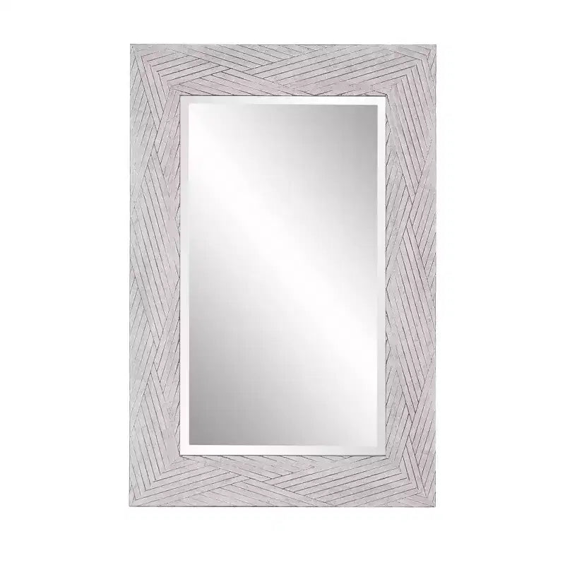 Howard Elliott 23.25"x35.25" Decorative Buckram Framed Wall Mirror Soft Gray: Modern Style, Polystyrene Frame, No Assembly Required