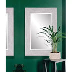 Miroir mural décoratif encadré Howard Elliott 23,25"x35,25" en toile enduite gris doux : style moderne, cadre en polystyrène, aucun assemblage requis