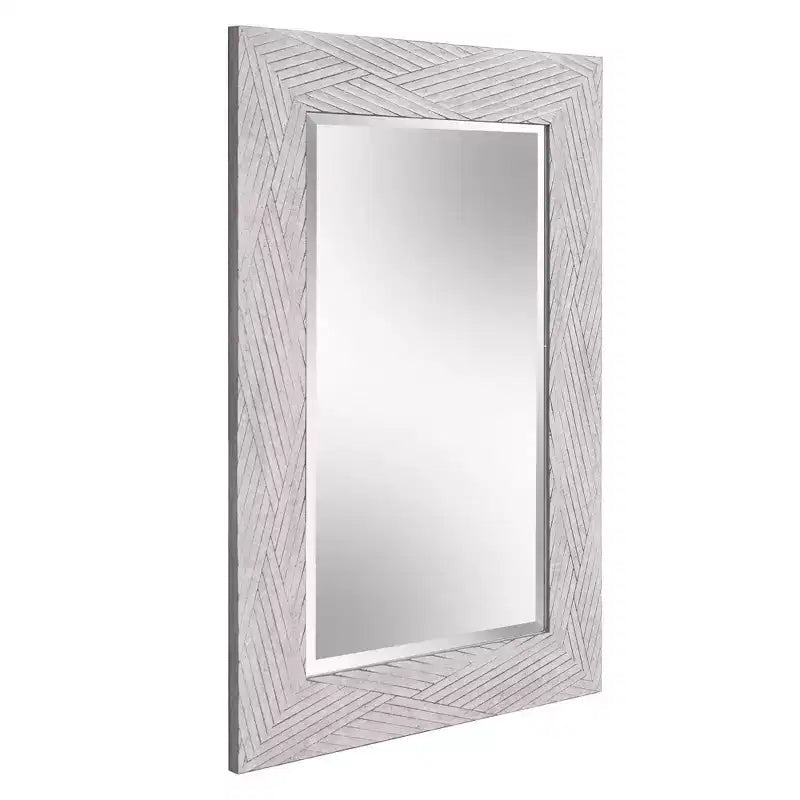 Miroir mural décoratif encadré Howard Elliott 23,25"x35,25" en toile enduite gris doux : style moderne, cadre en polystyrène, aucun assemblage requis