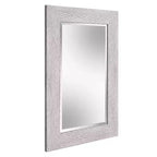Miroir mural décoratif encadré Howard Elliott 23,25"x35,25" en toile enduite gris doux : style moderne, cadre en polystyrène, aucun assemblage requis