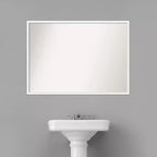 39" x 28" Non-Beveled Lucie Wood Bathroom Wall Mirror White - Amanti Art: Modern Rectangular Vanity Mirror with Wood Frame