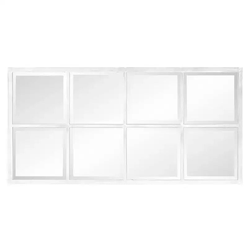 Miroir mural encadré Howard Elliott 48"x24" avec carreaux métalliques blancs vieillis appliqués à la main : Verre biseauté, prêt à être suspendu