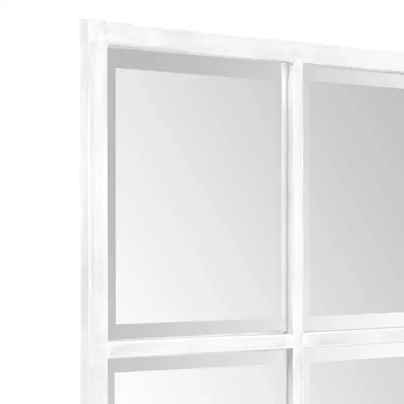 Miroir mural encadré Howard Elliott 48"x24" avec carreaux métalliques blancs vieillis appliqués à la main : Verre biseauté, prêt à être suspendu