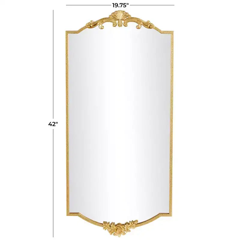 Olivia & May Miroir mural en métal doré avec motifs floraux 42"x20" : Rectangulaire moderne, Aucun assemblage requis