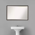 37" x 25" Carlisle Narrow Framed Bathroom Vanity Wall Mirror Dark Brown - Amanti Art: Modern Rectangle, Wood Frame, Wall Mounted