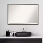 37" x 25" Carlisle Narrow Framed Bathroom Vanity Wall Mirror Dark Brown - Amanti Art: Modern Rectangle, Wood Frame, Wall Mounted