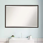 37" x 25" Carlisle Narrow Framed Bathroom Vanity Wall Mirror Dark Brown - Amanti Art: Modern Rectangle, Wood Frame, Wall Mounted
