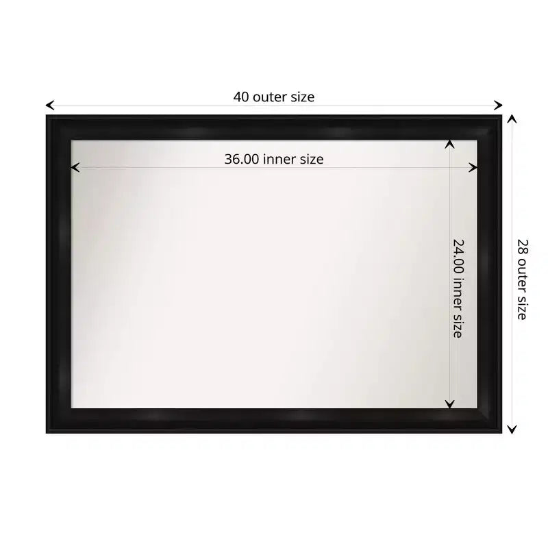 Amanti Art 40 po x 28 po Miroir mural de salle de bain étroit non biseauté Grand noir : Coiffeuse, design moderne, mural