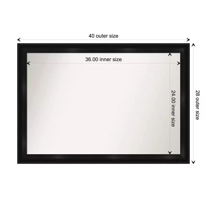 Amanti Art 40 po x 28 po Miroir mural de salle de bain étroit non biseauté Grand noir : Coiffeuse, design moderne, mural