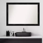 Amanti Art 40 po x 28 po Miroir mural de salle de bain étroit non biseauté Grand noir : Coiffeuse, design moderne, mural