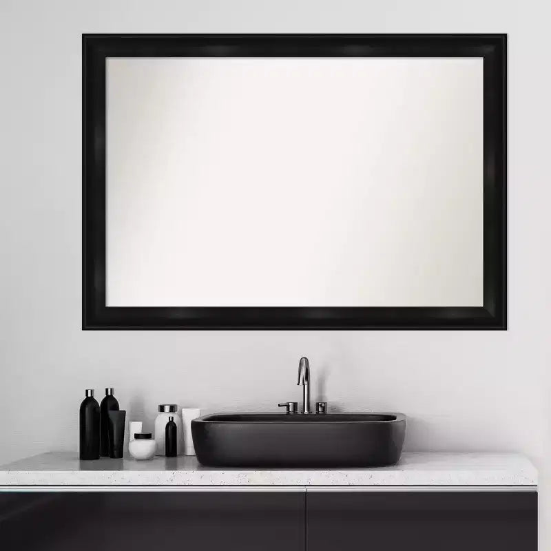 Amanti Art 40 po x 28 po Miroir mural de salle de bain étroit non biseauté Grand noir : Coiffeuse, design moderne, mural
