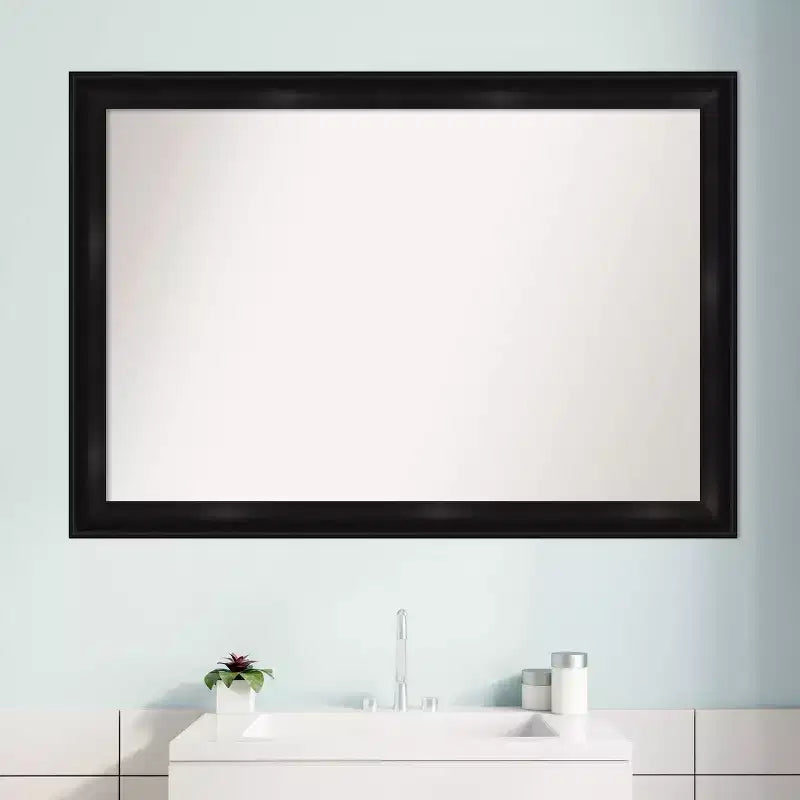 Amanti Art 40 po x 28 po Miroir mural de salle de bain étroit non biseauté Grand noir : Coiffeuse, design moderne, mural
