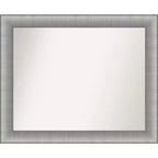 33" x 27" Non-Beveled Elegant Bathroom Wall Mirror Brushed Pewter - Amanti Art: Rectangle, Polystyrene Frame, Wall Mounted