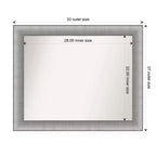 Miroir mural élégant non biseauté pour salle de bain 33" x 27" en étain brossé - Amanti Art : Rectangulaire, Cadre en polystyrène, Fixation murale