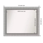 Miroir mural élégant non biseauté pour salle de bain 33" x 27" en étain brossé - Amanti Art : Rectangulaire, Cadre en polystyrène, Fixation murale