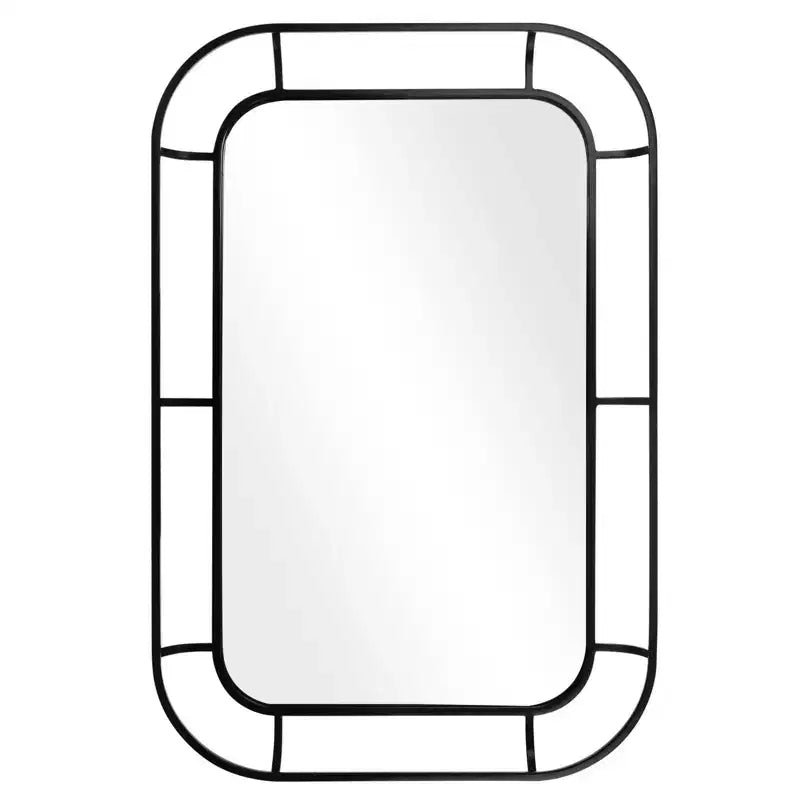 WallBeyond 24"x36" Iron Depth Mirror with Curved Corners Black