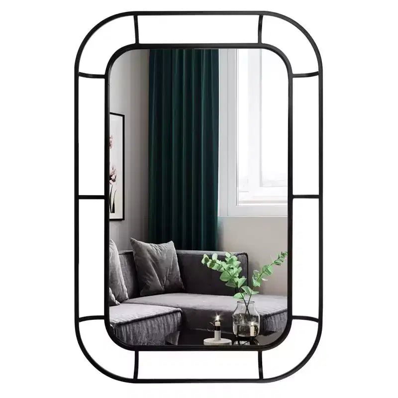 Miroir profond WallBeyond 24"x36" en fer avec coins incurvés noir