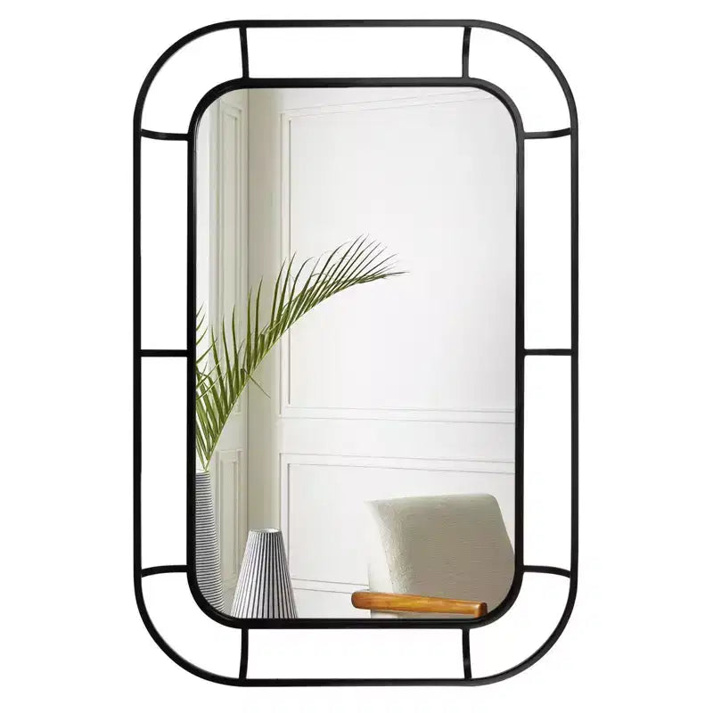 Miroir profond WallBeyond 24"x36" en fer avec coins incurvés noir