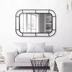 Miroir profond WallBeyond 24"x36" en fer avec coins incurvés noir