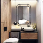 Miroir profond WallBeyond 24"x36" en fer avec coins incurvés noir