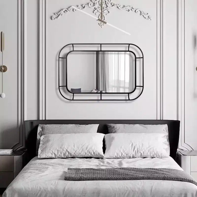 Miroir profond WallBeyond 24"x36" en fer avec coins incurvés noir