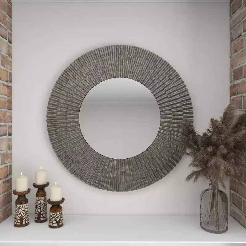 Miroir Mural en Métal Ferme Gris - Olivia & May