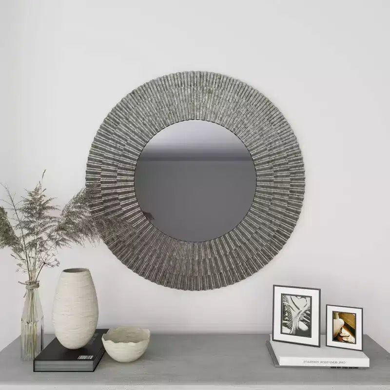 Miroir Mural en Métal Ferme Gris - Olivia & May