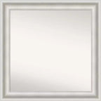32"x32" Non-Beveled Parlor White Wall Mirror - Amanti Art: Square, Modern Decor, Polystyrene Frame