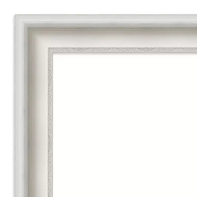 Miroir mural blanc Amanti Art « Parlor » non biseauté de 32 po x 32 po : Carré, décor moderne, cadre en polystyrène