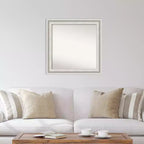 Miroir mural blanc Amanti Art « Parlor » non biseauté de 32 po x 32 po : Carré, décor moderne, cadre en polystyrène