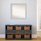 Miroir mural blanc Amanti Art « Parlor » non biseauté de 32 po x 32 po : Carré, décor moderne, cadre en polystyrène