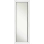 19" x 53" Eva White Silver Framed On the Door Mirror - Amanti Art: Wood Frame, No Assembly Required