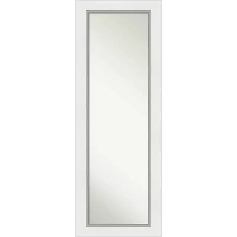 19" x 53" Eva White Silver Framed On the Door Mirror - Amanti Art: Wood Frame, No Assembly Required