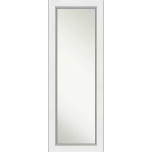 19" x 53" Eva White Silver Framed On the Door Mirror - Amanti Art: Wood Frame, No Assembly Required