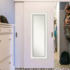 Miroir de porte Amanti Art 48 x 135 cm, cadre blanc argenté en EVA : Cadre en bois, aucun assemblage requis
