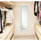 Miroir de porte Amanti Art 48 x 135 cm, cadre blanc argenté en EVA : Cadre en bois, aucun assemblage requis