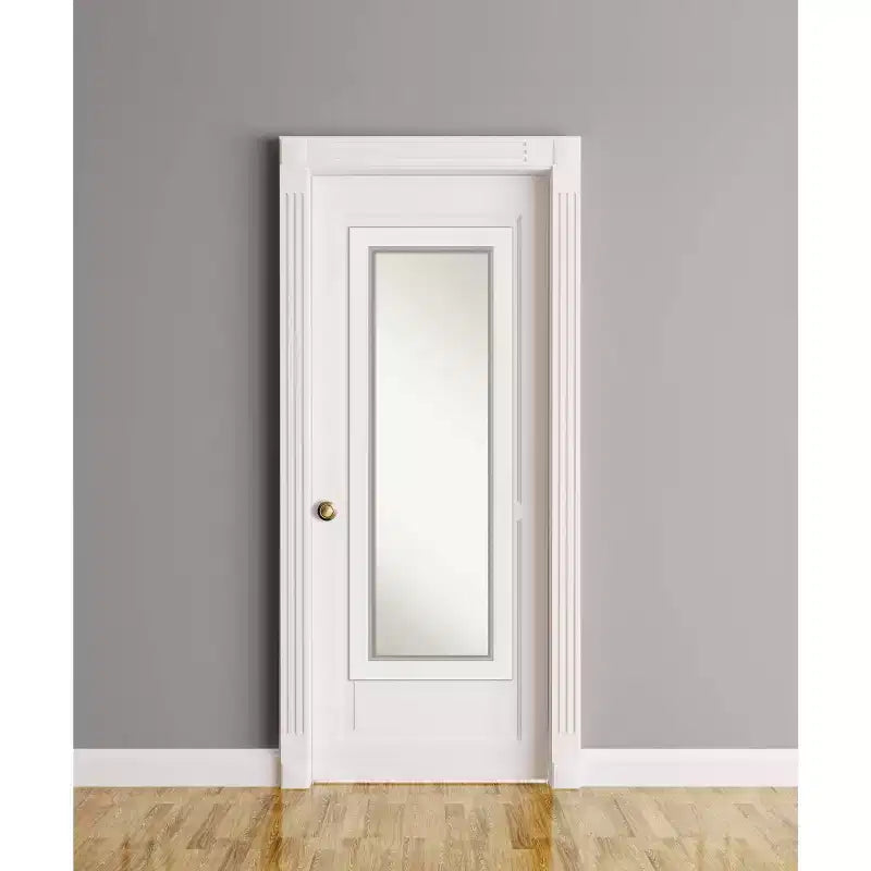 Miroir de porte Amanti Art 48 x 135 cm, cadre blanc argenté en EVA : Cadre en bois, aucun assemblage requis
