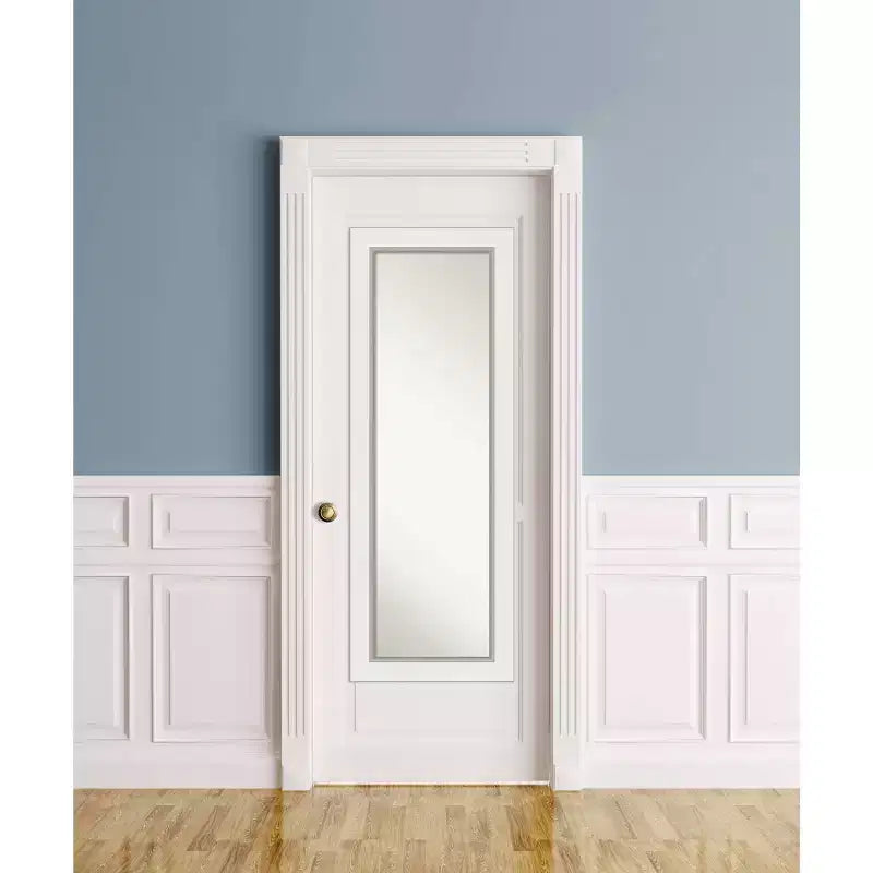 Miroir de porte Amanti Art 48 x 135 cm, cadre blanc argenté en EVA : Cadre en bois, aucun assemblage requis