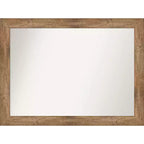 44" x 33" Non-Beveled Owl Wood Bathroom Wall Mirror Brown - Amanti Art: Modern Rectangle, Wall Mount, Wood Frame