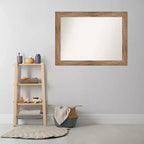 Miroir mural de salle de bain chouette 44" x 33" sans biseau marron - Amanti Art : Rectangle moderne, fixation murale, cadre en bois