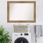 Miroir mural de salle de bain chouette 44" x 33" sans biseau marron - Amanti Art : Rectangle moderne, fixation murale, cadre en bois