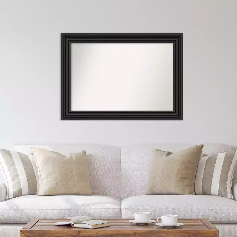 Amanti Art Miroir mural noir colonial non biseauté 42"x30" : style moderne, cadre en polystyrène, quincaillerie de montage incluse