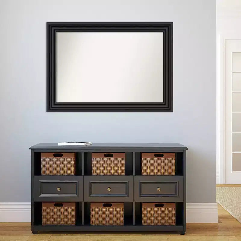 Amanti Art Miroir mural noir colonial non biseauté 42"x30" : style moderne, cadre en polystyrène, quincaillerie de montage incluse