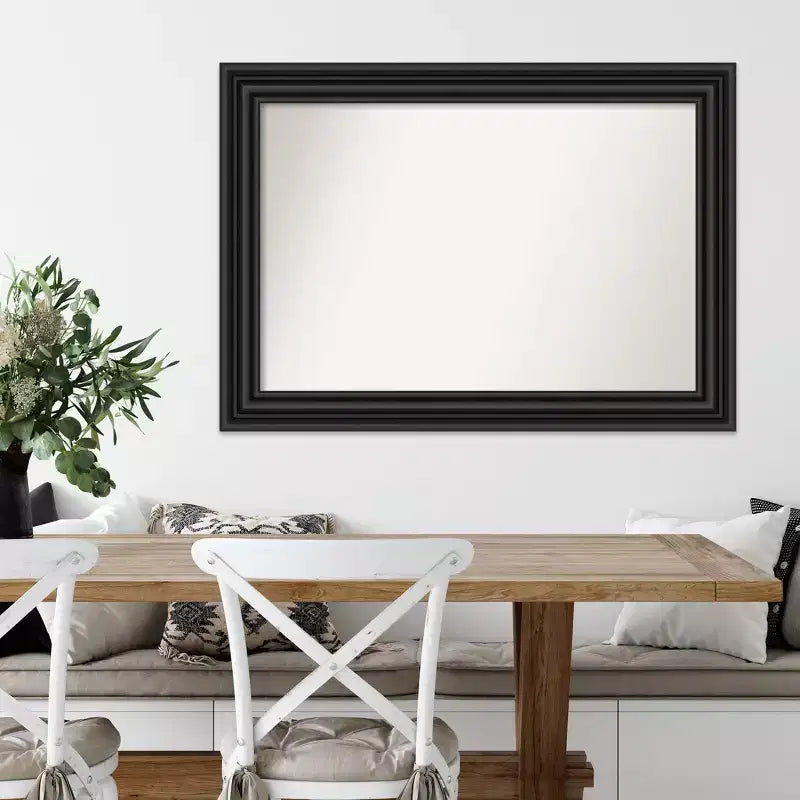 Amanti Art Miroir mural noir colonial non biseauté 42"x30" : style moderne, cadre en polystyrène, quincaillerie de montage incluse