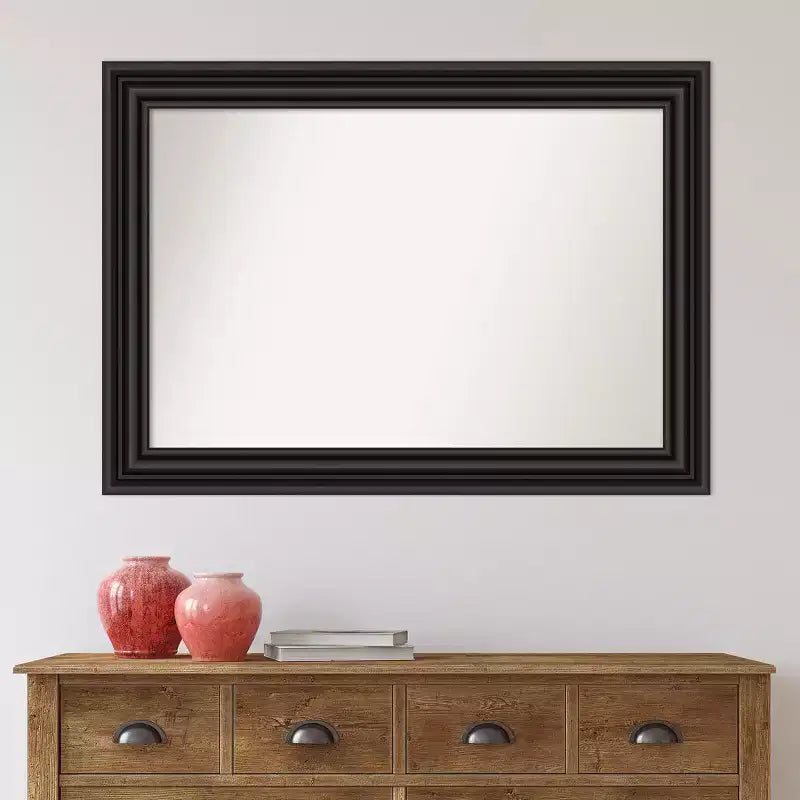 Amanti Art Miroir mural noir colonial non biseauté 42"x30" : style moderne, cadre en polystyrène, quincaillerie de montage incluse